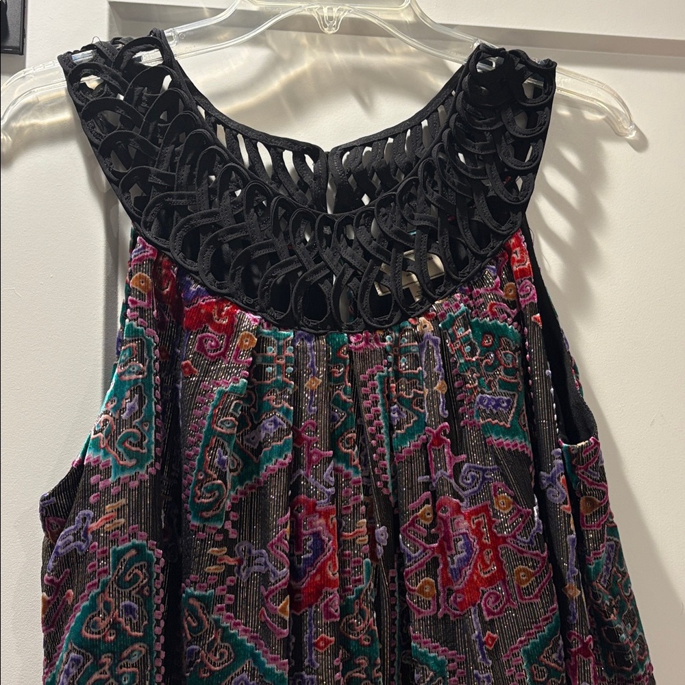 Moulinette Soeurs Black Top with Multicolor Embroidery